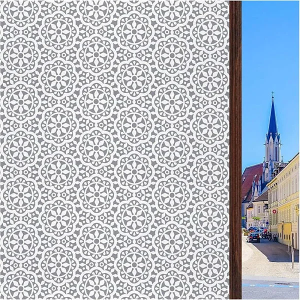Frostat insynsskydd för fönster - Dekorativ spetsfilm - Statisk fönsterfilm utan lim - Vinylklistermärke för hem, kontor, badrum - 30 x 200