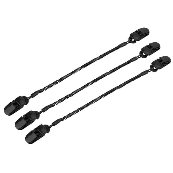 Kasket Holdersæt, 3 stk. Sort Kasket Holder Hatteclips Sæt med Krokodilleclips & Spiralledning til Fiskeri Kajak Camping