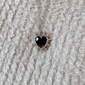 Black Spiky Heart Necklace
