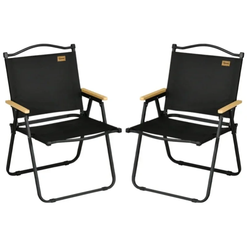 AliExpress - 2-teiliges Set klappbarer Campingstühle, Stahlgestell, Holzoptik, Oxford-Stoff, schwarz