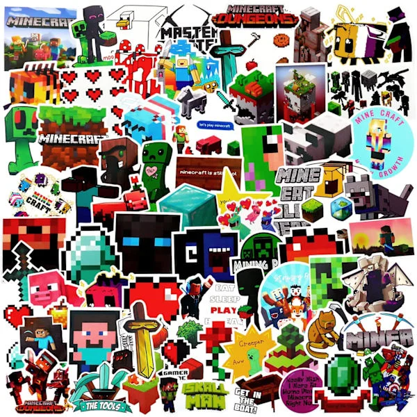 100 stk Minecraft klistremerker pakke bil klistremerker minecraft klistremerker bombemiks klistremerker