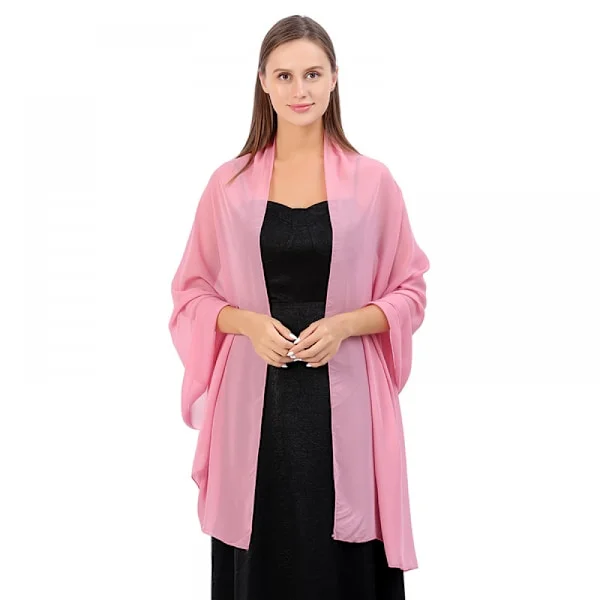 Mjuk chiffong sjal 200*70cm rosa för aftonklänning bröllop sjal brudsjal damer