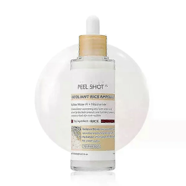 Peel Shot Glow Rice Ampoule Duo White Rice Ampoule Black Rice Ampoule Gentle Exfoliating Face & Body Scrub Removes Dead Skin Cells, Blackheads (B, 1 