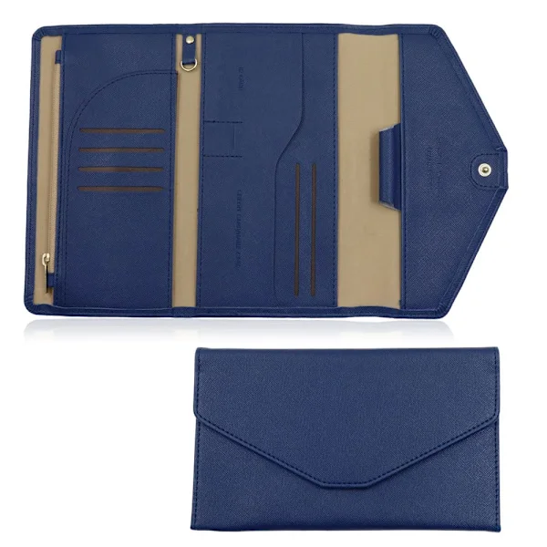 Multifunctional Travel Wallet, RFID Blocking Travel Wallet Passport Holder, Document Organizer Passport Holder for Passports, Credit Cards (Dark Blue)