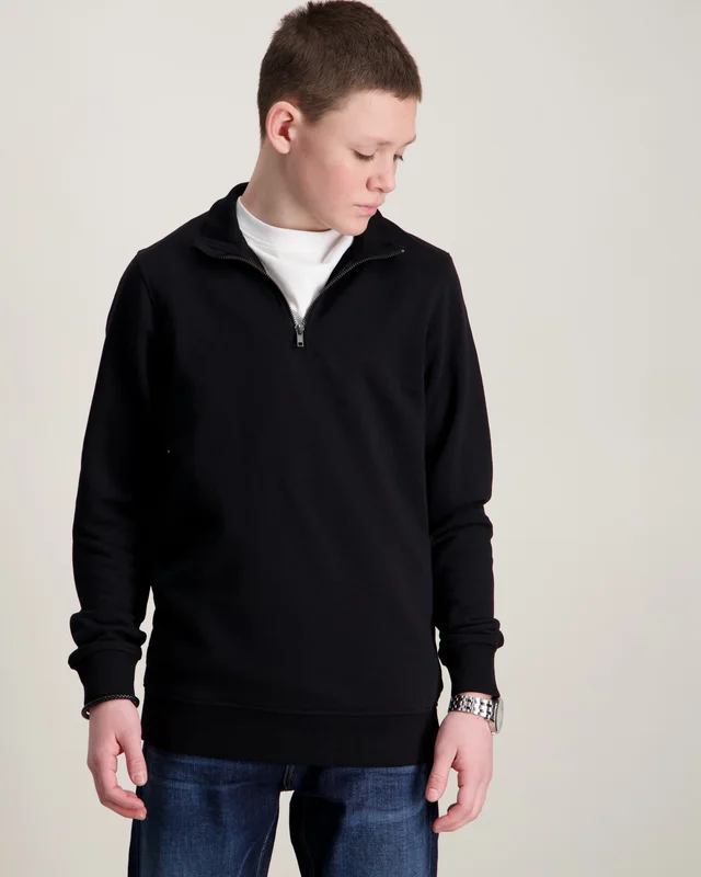 Jack & Jones JJEBRADLEY SWEAT HALF ZIP Svart Hettegensere/Hoodies Gutt - Kids Brand Store