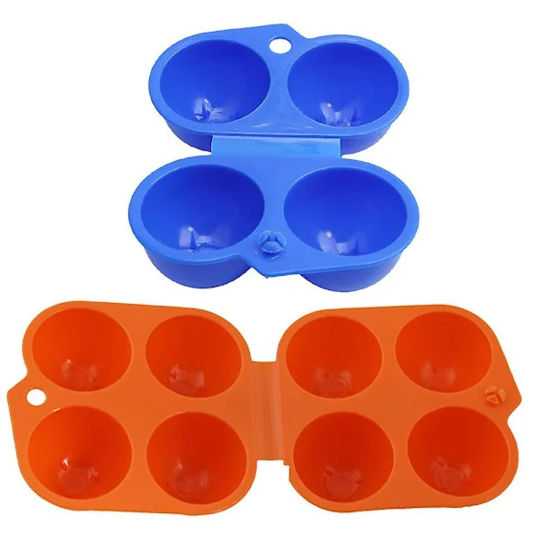 [RM]2pcs 2+4-Compartment Snap Lock Egg Box Portable Safe Plastic Egg Storage Container for Outdoor Picnic Self-driving BBQ Fishing Camping (Random 