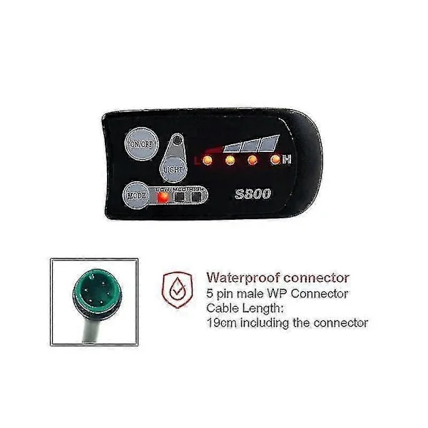 Elektrisk Cykel 36v48v S800 Led Lcd Meter Kontrolpanel Display Til Controller 5 Pin Vandtæt