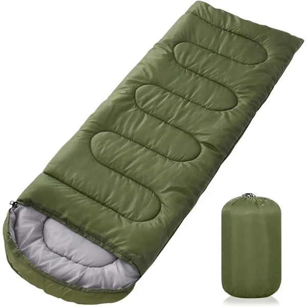 Green Sleeping Bag, 220x85cm Waterproof Sleeping Bag with Compression Sack, Portable Sleeping Bag Suitable for Indoor and Outdoor Use