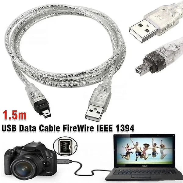 For Mini Dv Minidv Usb Data Cable Firewire Ieee 1394 Hdv Camcorder Til Redigering Pc 2024-Ny (FW)