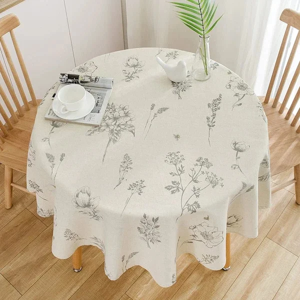Pyöreä pöytäliina beige painatus 150cm, pieni pyöreä pöytäliina pyöreä pyyhittävä pöytäliina pyöreä pöytäliina