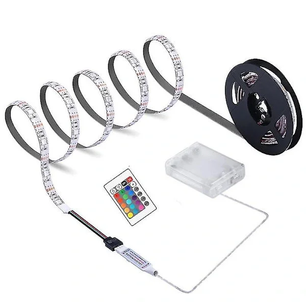 RGB LED Strip Lys Batteridrevet Med Fjernbetjening IP65 Vandtæt til TV Baggrundsbelysning Rumindretning 5M