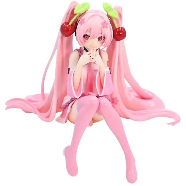 Ny Hatsune Miku Anime-hahmo vaaleanpunainen mekko PVC-malli toimintalelut kirsikanpunainen kirsikankukka koriste keräilylahjat ilman laatikkoa