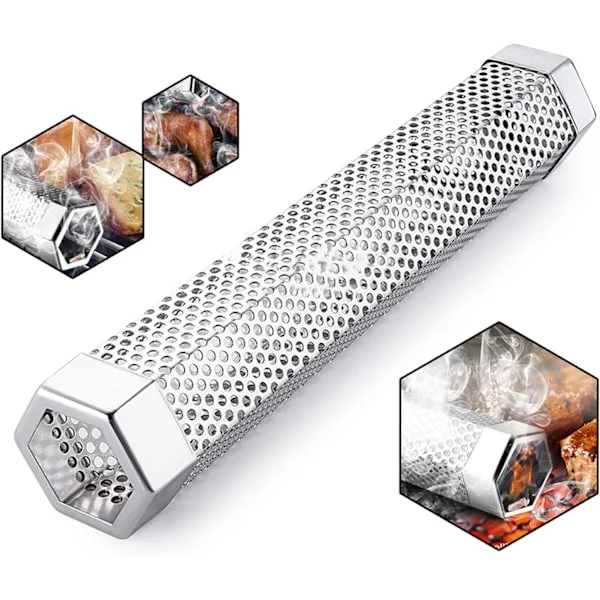 Pellet Smoker Tube, 12'' Rostfritt Stål BBQ Wood Chip Smoke Box, Grillrökare Metall Utomhusmatlagning(stil 1)