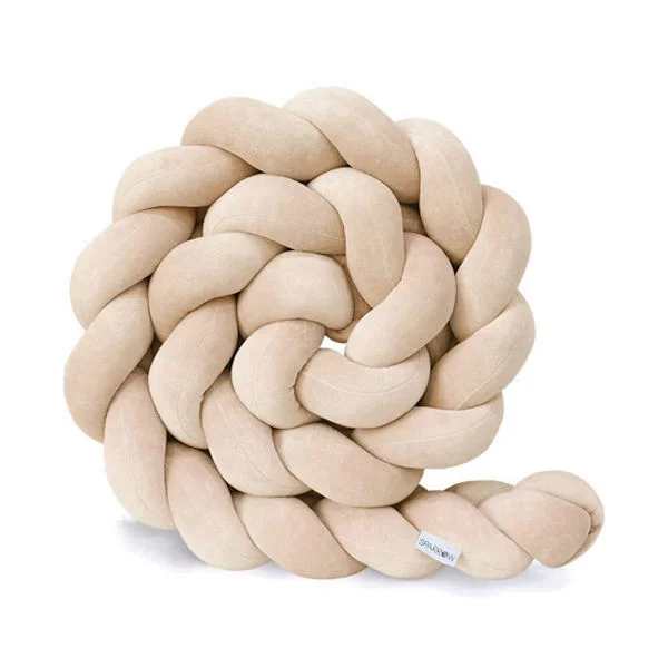 Sängkantskydd för spjälsäng, nyfödd bebis, perfekt resesäng, baby sammet kudde, beige, 2M