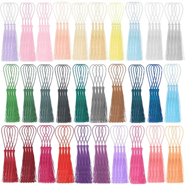 Bookmark Tassel, 120 Pcs 30 Colors Silky Tassels for Bookmarks Handmade Bookmark Tassels for Resin, Mini Tassels with Loops for Jewelry Making