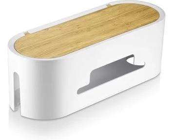 Andersson Cable box wood with pop up lid large White - Stilren kabelgömma med pop up-lock för grendosor