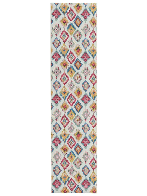 Kirra Ikat Indoor/Outdoor Rug Washable 80X300 Small Light Blue/Multicolor Runner