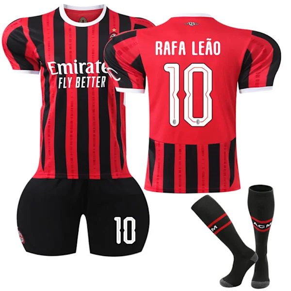 AC Milan Hemma Champions League-version Fotbollströja 2024-2025 Nr. 10 R. Leão