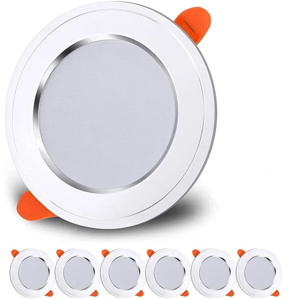 Infälld spotlight LED-spotlight med 5 runda taklampor (6 st kallvitt)