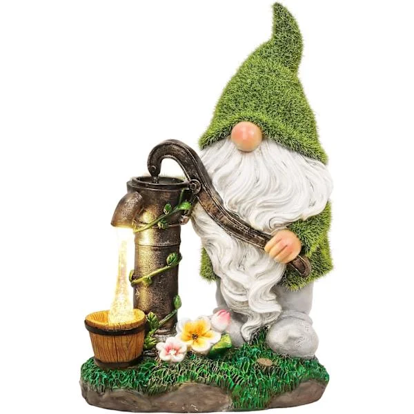 Flockad Trädgårdsgnom Dekoration, 29cm Stor Rolig Tomte Utomhus