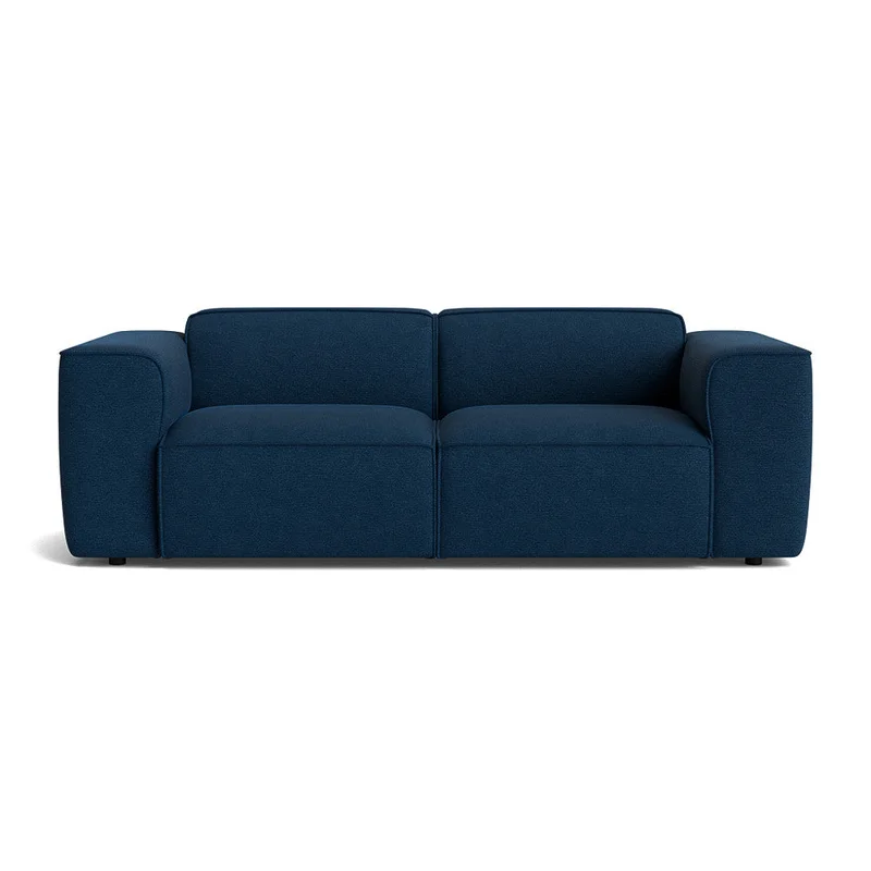 Aura 2.5-Sitzer-Sofa in Aragon Blau, modernes Design mit Nozag-Federung und Kaltschaum für optimalen Sitzkomfort, zeitloser Stil, 73cm Höhe.