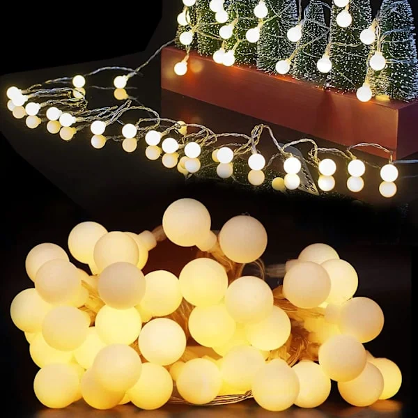 10m ljusslinga varmvit 80 LED batteridriven LED ljusslinga, ljusslinga, julljusslinga, inomhus och utomhus