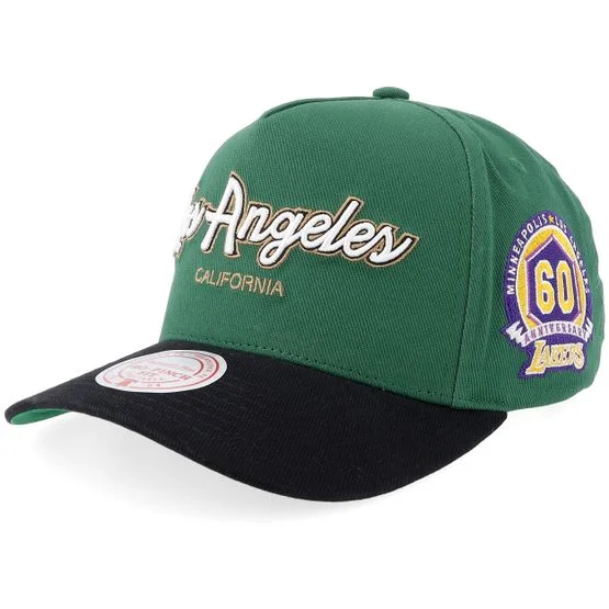 Mitchell & Ness - NBA Green adjustable Czapka Z Daszkiem - Los Angeles Lakers Script 2.0 Pro Crown Dark Green/Black/Green A-Frame Adjustable @ 