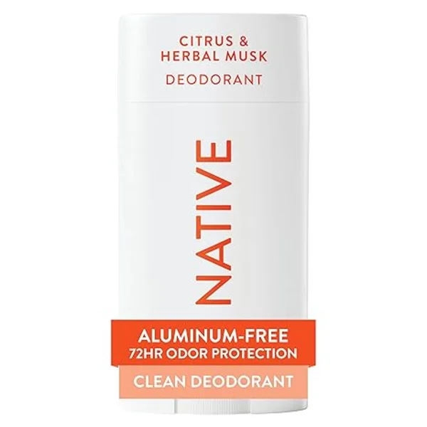 Naturlig deodorant indeholder naturlige ekstrakter, 72 timers lugtkontrol, deodoranter til mænd og kvinder, aluminiumsfri, citrus og urteagtig moskus,