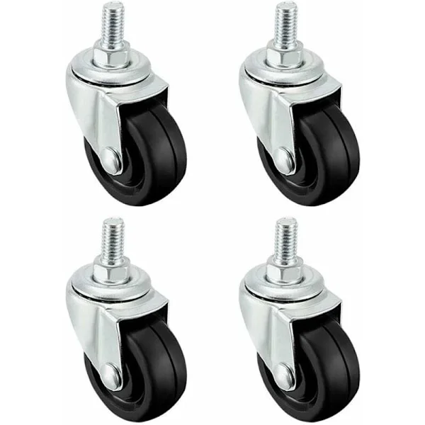 Pakke med 4 stk. 40mm gummihjul med M8 gjengestang