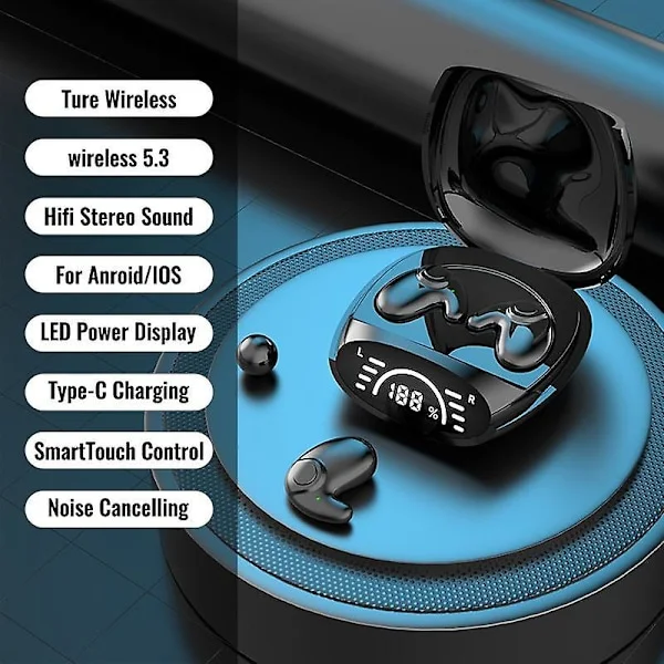 Udsynlige Sleep Wireless Høretelefoner med Ladeetui Bluetooth 5.3 Skjulte Øretelefoner Letvægts Vandafvisende Støjreducerende Sports Stereo Musik 