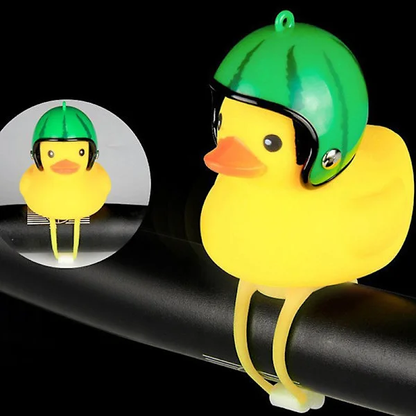 1pcs Cartoon Yellow Silica Gel Little Duck Shape Bicycle Bells Shining Mountain Bike Handlebar Duck Head Light Accessories