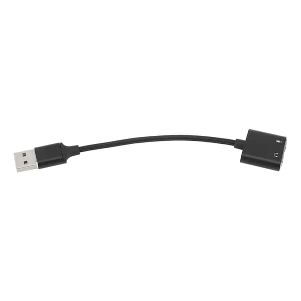 USB Ljudadapter Aluminiumlegering Svart Plug and Play USB till 3.5mm Jack Ljudkort för Stationära Datorer Bärbara Datorer