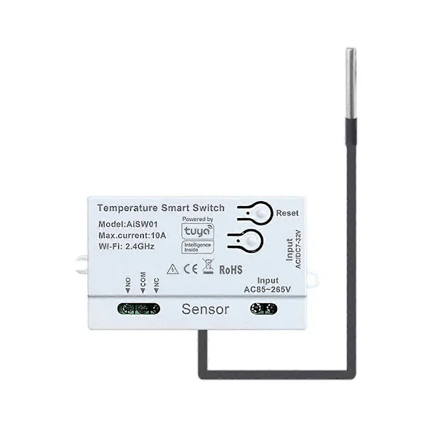Tuya WiFi Temperatur Sensor 2.4G WiFi Temperatur Sensor Smart med Temperatur Hvid B