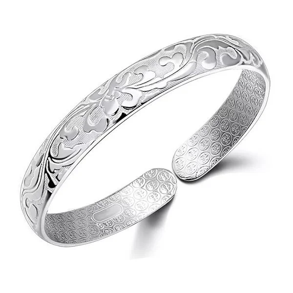 Dame Smykker 925 Sølv Sterling Sølv Armbånd Mode Manchet Armring Kæde Armbånd