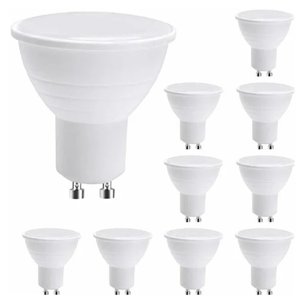 10 kpl LED GU10 -lamppuja, GU10 LED-lamput, 7 W viileä valkoinen (vastaa 50 W halogeenia), energiaa säästävä lamppu, valokeila 600 lm 120° ei 