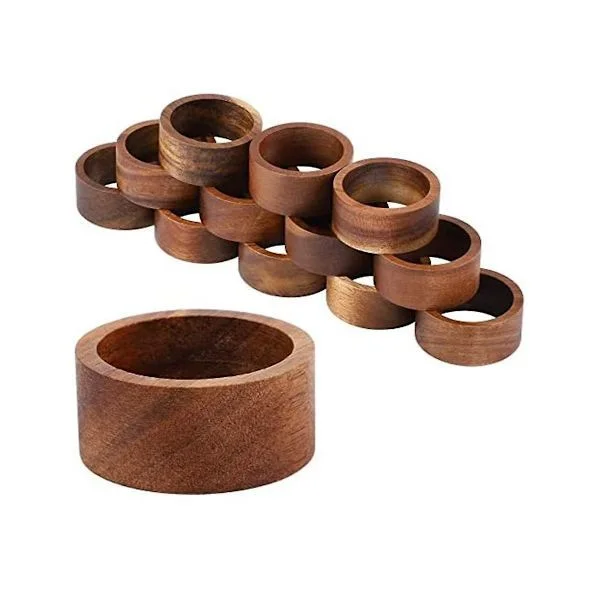 12 pcs Wooden Napkin Rings Dining Table Napkin Holders Decorative Napkin Rings for Party Table