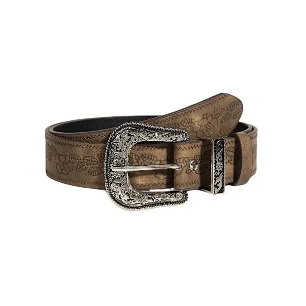 Women's Belt Women Vintage Western Design Leather Belt with Vintage Metal Buckle