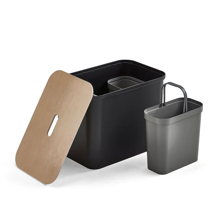 SmartStore Collect recycling bin with seat, 76 L, black