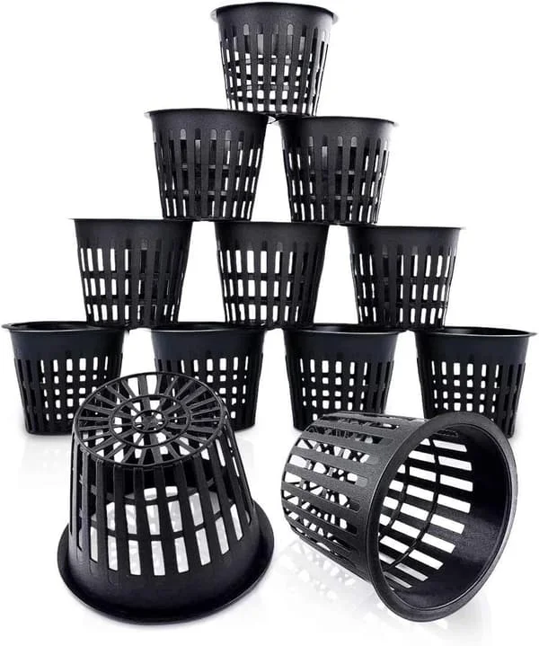 Hydroponisk Plantningsnet Potte Net Plastik Have Net Kop Potter Kurv til Hydroponisk Have Altan Plantning (12 stk, Sort)