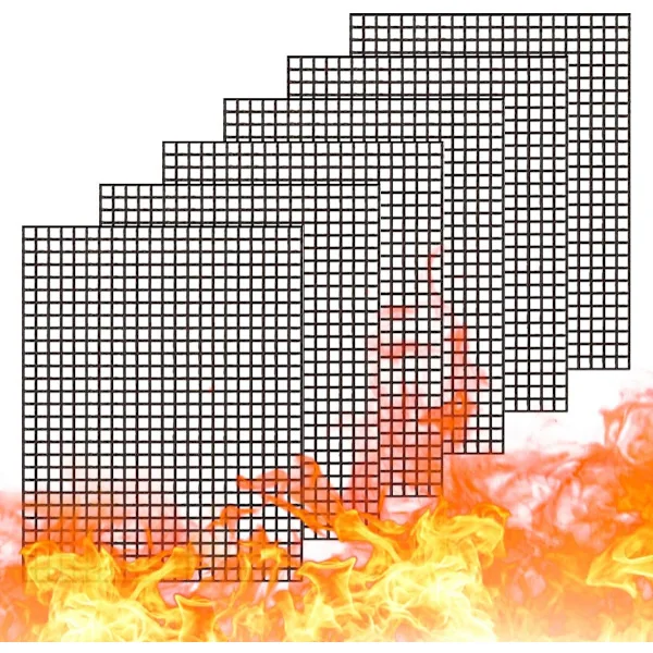 Grillmatte Sett, Ikke-Klebbende Grillmatte Belegg Gjenbrukbar BBQ Grillmatte Baketilbehør for Gassgrill, Matlaging, 40 x 33 cm