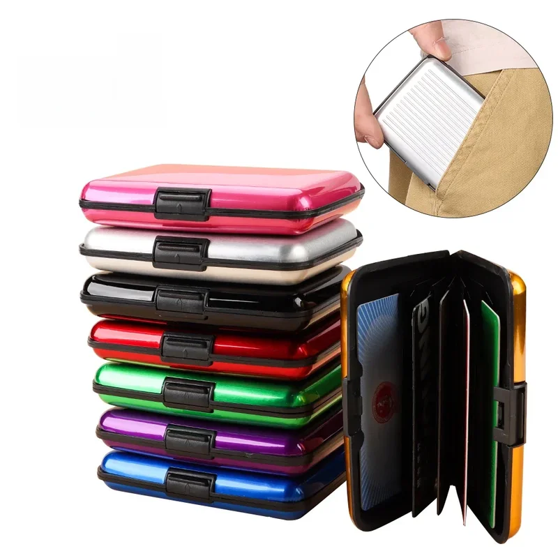 AliExpress - Porte-cartes de crédit avec 6 fentes RFID, porte-monnaie en aluminium et métal, étanche, antivol, étui pour cartes de visite