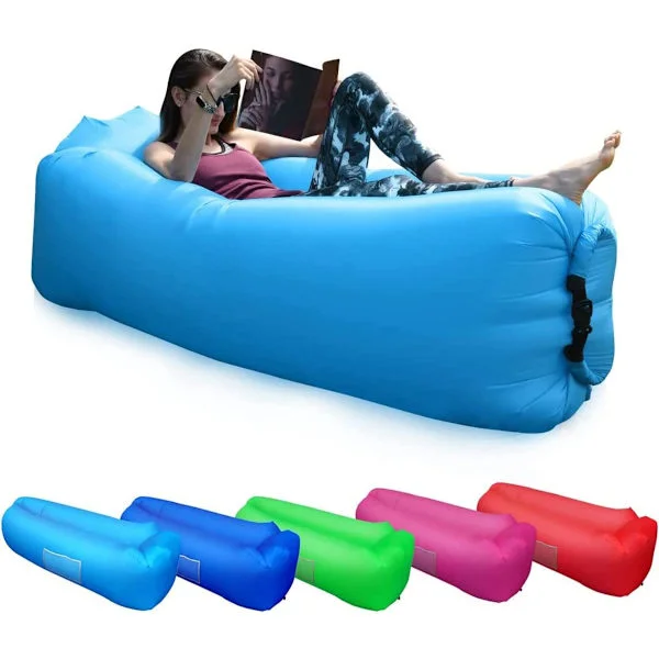 Vandtæt luft sofa med behagelige puder, bærbar oppustelig sofa, luft sofa, til camping, ferier, vandreture, swimmingpool og strandfester, L