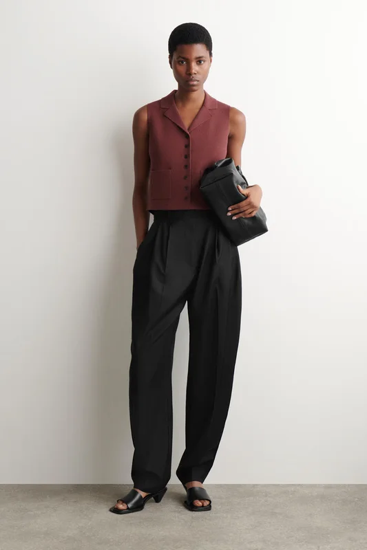 COS Femme Gilet En Maille Bouclée in Rouge