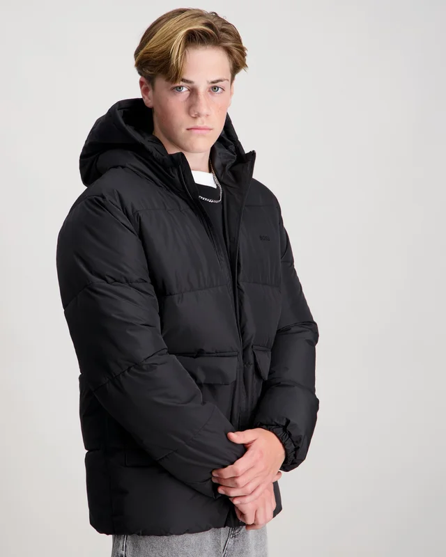 BOSS PUFFER JACKET Noir Vestes Garçon - Kids Brand Store