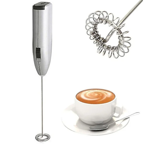 Elektrisk mjölkskummare - Batteridriven Mjölkskummare Handmixer Mjölkskummare Äggvisp kompatibel (Silver [DB]