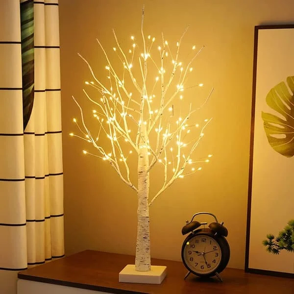 Birketræ med lys, 144 LED-lys, Bonsai-træ til bord, kunstigt træ til bryllup, fest, indendørs gave