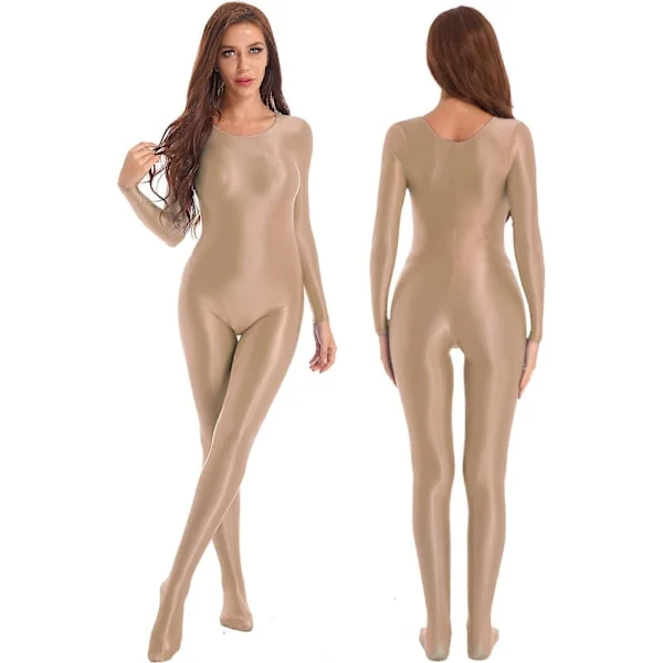 9 farver Sexet Dame Blank Badedragt Badetøj Langærmet Teddies Bodystocking Silkeagtig Heldragt Jumpsuit Udslæt Beskyttelse