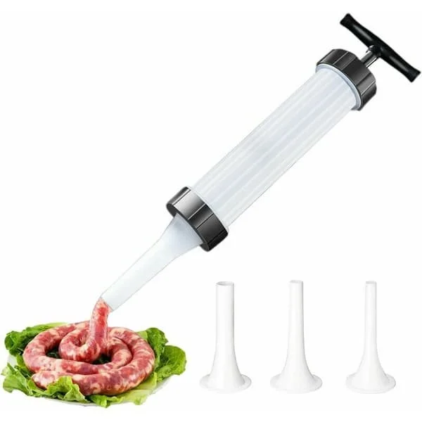 Korvstoppare, korvspruta, korvtratt, fyllningsrör, korvmaskin, med 3 köttkvarnar, korvtillverkning