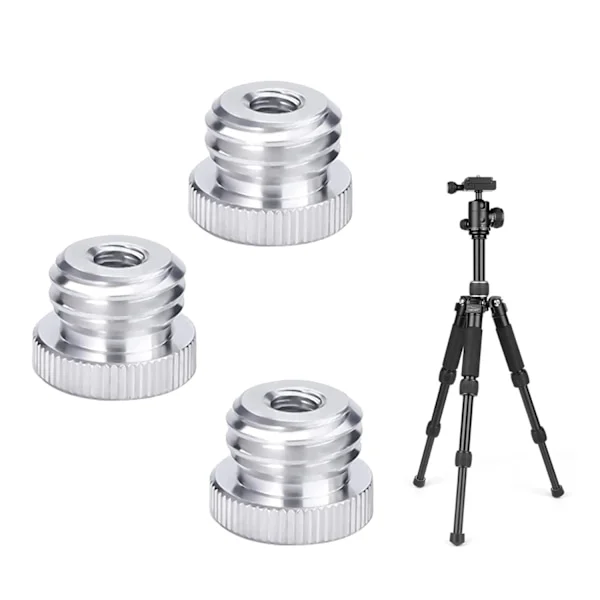 1/4"-20 till 5/8"-11 gängad skruvadapter för lasernivå-avståndsmätare stativfäste till 5/8" gänga 1/4" mikrofonstativadapter 3 st - Silver