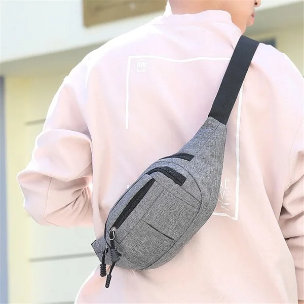 Bæltetaske Mænd Kvinder Fanny Pack Ferie Penge Bælte Pung lys grå